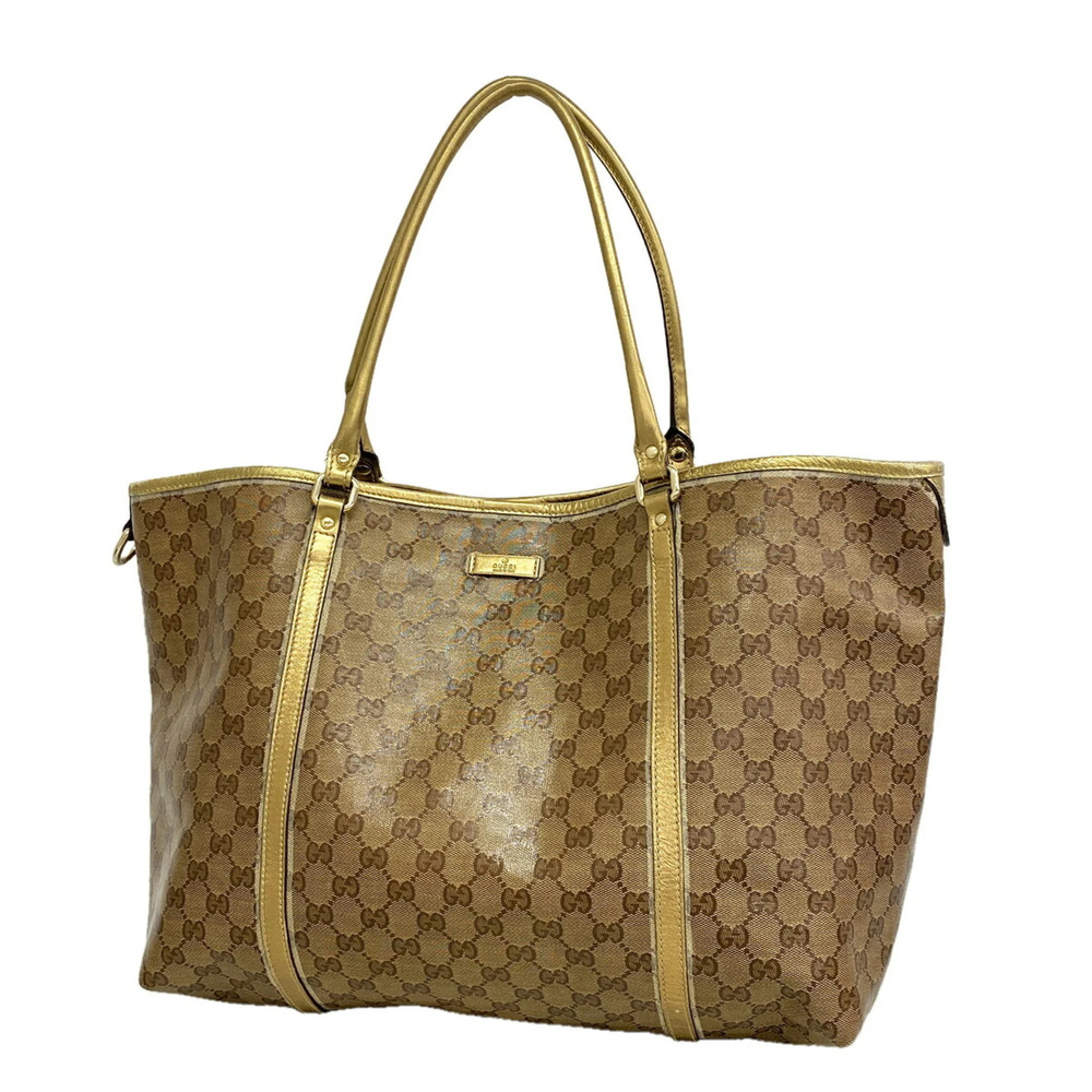 Gucci GG Crystal Tote Bag 197954, Coated Canvas, Brown, Women's